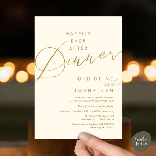 Happily Ever After Dinner Romantic Elegant Wedding Invitation
