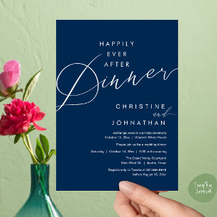 Happily Ever After Dinner Romantic Elegant Wedding Invitation