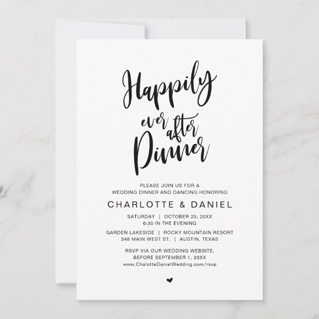 Happily Ever After Dinner, Wedding Elopement Invitation (Front)