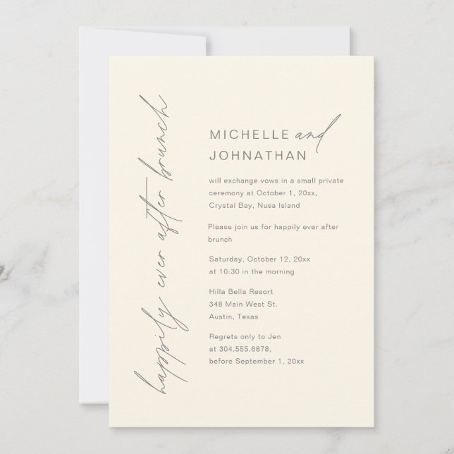 Happily Ever After Dinner, Wedding Elopement Party Invitation (Front)