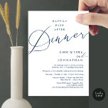 Happily Ever After Dinner Wedding Elopement Script Invitation<br><div class="desc">Mark the beginning of your forever with elegance using our contemporary-themed wedding elopement celebration invitation card, "Happily Ever After Dinner". Perfect for couples extending their joyous occasion, this invitation exudes sophistication with a hint of playfulness, setting the stage for a memorable event. Adorned with a timeless romantic script design theme,...</div>