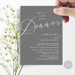 Happily Ever After Dinner Wedding Elopement Script Invitation<br><div class="desc">Mark the beginning of your forever with elegance using our contemporary-themed wedding elopement celebration invitation card, "Happily Ever After Dinner". Perfect for couples extending their joyous occasion, this invitation exudes sophistication with a hint of playfulness, setting the stage for a memorable event. Adorned with a timeless romantic script design theme,...</div>