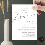Happily Ever After Dinner Wedding Elopement Script Invitation<br><div class="desc">Mark the beginning of your forever with elegance using our contemporary-themed wedding elopement celebration invitation card, "Happily Ever After Dinner". Perfect for couples extending their joyous occasion, this invitation exudes sophistication with a hint of playfulness, setting the stage for a memorable event. Adorned with a timeless romantic script design theme,...</div>