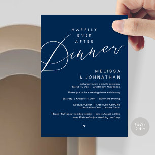 Happily Ever After Dinner, Wedding Party Navy Blue Invitation