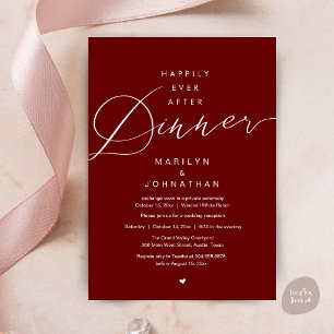 Happily Ever After Dinner Wedding Reception Red Invitation