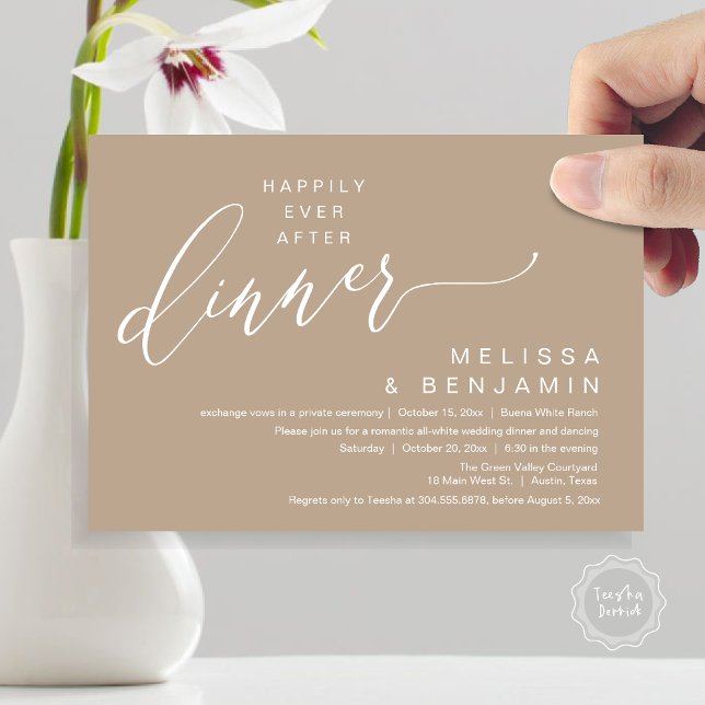 Happily Ever After Dinner Wedding Romantic Party Invitation (Happily Ever After Dinner Modern Romantic Wedding Romantic Party Invitation Card Taupe Earthy Brown)