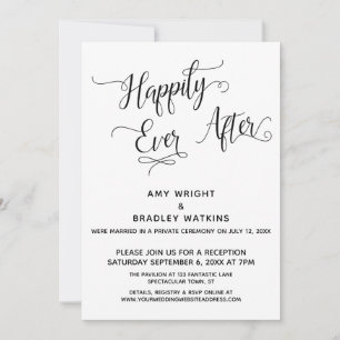 Happily Ever After Elegant Calligraphy Reception Invitation