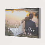 Happily ever after elegant overlay wedding photo canvas print<br><div class="desc">Showcase your favourite wedding pictures with this modern print,  with the words Happily ever after in a beautiful text overlay. You can easily change the colour and size of the text to fit your picture.</div>