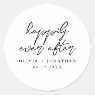 Happily Ever After Elegant Script Wedding Classic Round Sticker