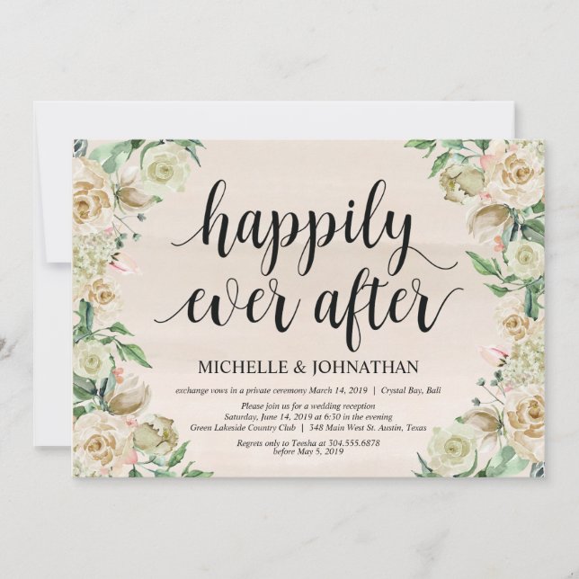 Happily ever after, Elopement Reception Invitation (Front)