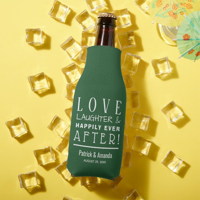 Happily Ever After EMERALD GREEN Wedding Bottle Cooler (In Situ Summer)