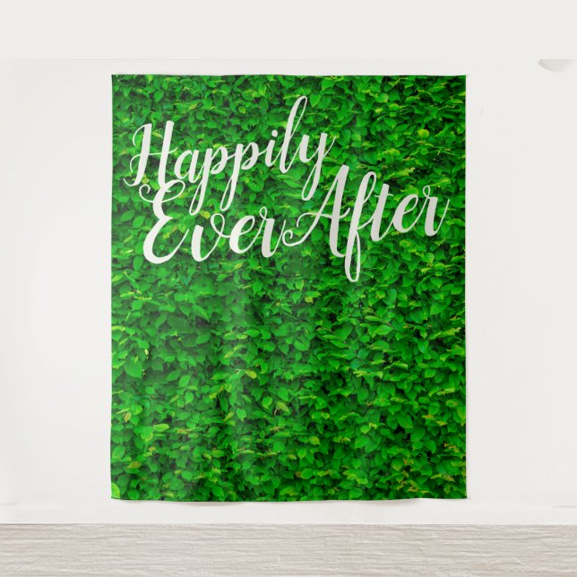 Happily Ever After Fairy Lights Wedding Backdrop Tapestry (Front)