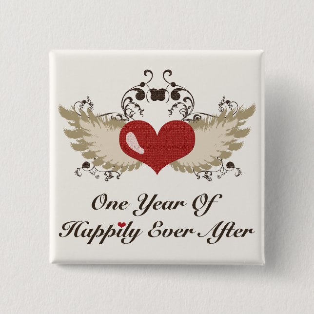 Happily Ever After First Wedding Anniversary Pin (Front)