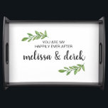 Happily Ever After Foliage Couples Serving Tray<br><div class="desc">This serving tray is perfect for wedding,  anniversary gift or the text can be customized to whatever you wish.</div>