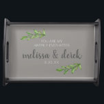 "Happily Ever After" Foliage Wedding Personalized Serving Tray<br><div class="desc">This serving tray is perfect for wedding,  anniversary gift or the text can be customized to whatever you wish. Email me @ JMR_Designs@yahoo.com if you need assistance or have any special requests. #wedding #anniversay #gifts</div>