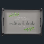 "Happily Ever After" Foliage Wedding Personalized Serving Tray<br><div class="desc">This serving tray is perfect for wedding,  anniversary gift or the text can be customized to whatever you wish. Email me @ JMR_Designs@yahoo.com if you need assistance or have any special requests. #wedding #anniversay #gifts</div>