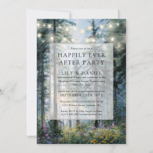 Happily Ever After Forest String Lights Wedding Invitation