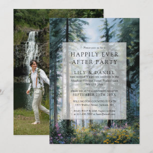 Happily Ever After Forest Wildflower Wedding Photo Invitation