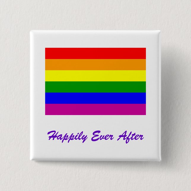 Happily Ever After/Gay Wedding 2 Inch Square Button (Front)