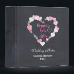 Happily Ever After Glittery Hearts Wedding Photo Binder<br><div class="desc">A personalized wedding photo album designed with a romantic illustration of a bunch of little pink glittering hearts forming a heart-shaped frame. Inside it says "Happily Ever After" in a trendy handwritten style font. Set on a black chalkboard background. Personalize the album title, couples' names and wedding date. Could also...</div>