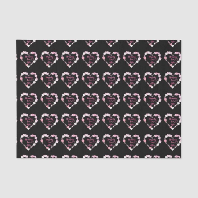 Happily Ever After Glittery Pink Hearts Wedding Tissue Paper (Front)