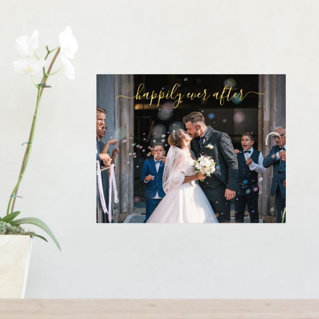 Happily Ever After Gold Elegant Photo Wedding Foil Prints (In Situ (Entry Table))