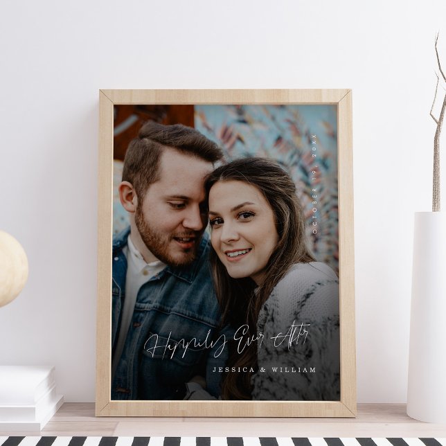 Happily Ever After Hand Lettered Wedding Photo Canvas Print (Happily Ever After Hand Lettered Wedding Photo Canvas Print )