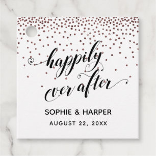 Happily Ever After Hearts and Rose Gold Confetti Favour Tags