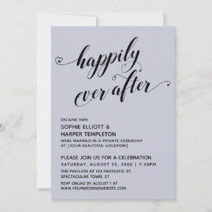 Happily Ever After Hearts Dusty Blue Reception Invitation