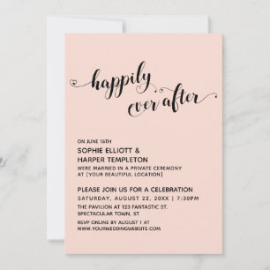 Happily Ever After Hearts Script Blush Reception Invitation