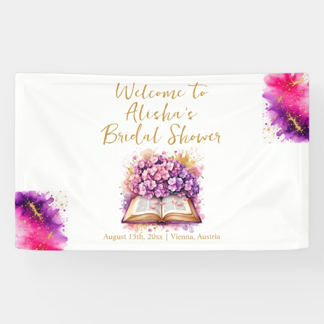 Happily Ever After Hydrangea Bridal Shower Banner (Horizontal)