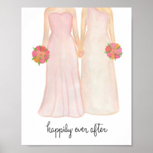 Happily Ever After Lesbian Wedding Couple Poster