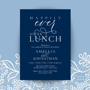 Happily Ever After Lunch Classy Wedding Elopement Invitation