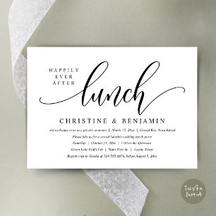 Happily Ever After Lunch Elopement, Modern Script Invitation