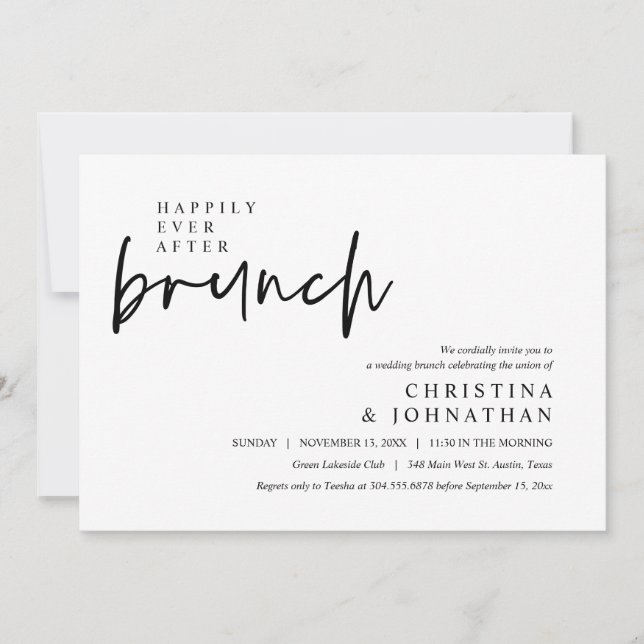 Happily Ever After Lunch Modern Wedding Party Invitation (Front)