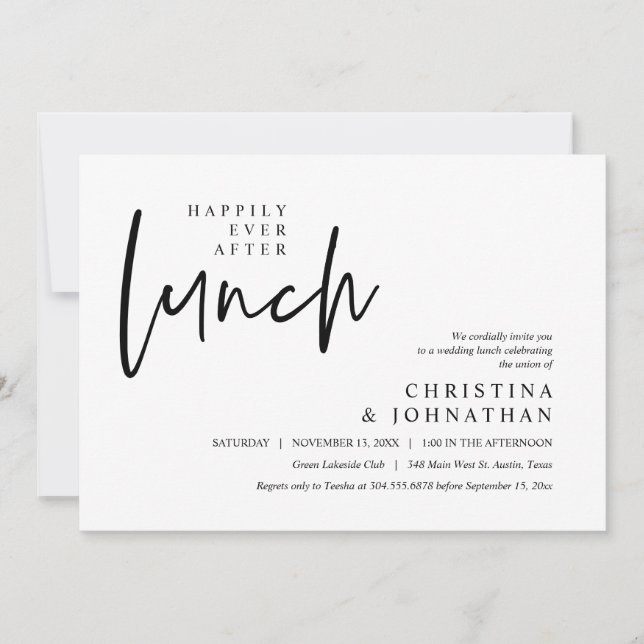 Happily Ever After Lunch Modern Wedding Party Invitation (Front)