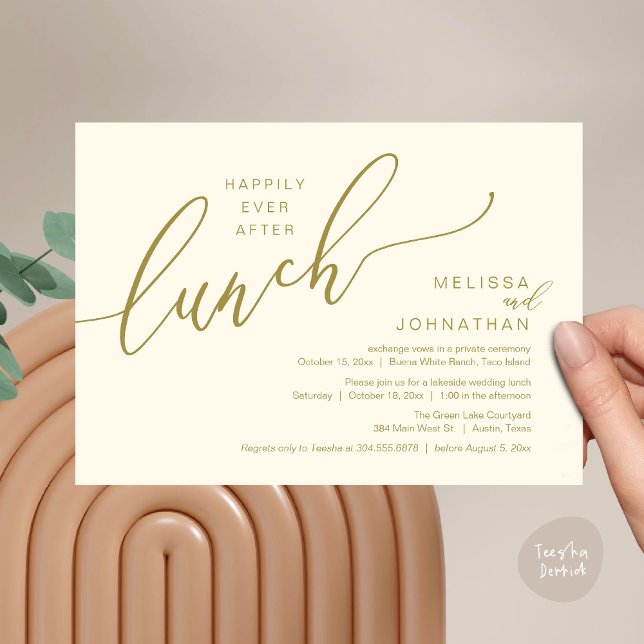 Happily Ever After Lunch Romantic Post Wedding Invitation (Happily Ever After Lunch Romantic Post Wedding Invitation Card PDF in Yellow Gold)