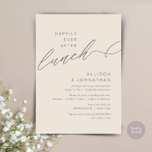 Happily Ever After Lunch, Wedding, Cream and Grey Invitation