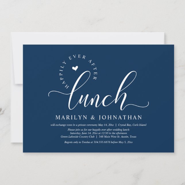 Happily Ever After Lunch, Wedding Elopement Party Invitation (Front)