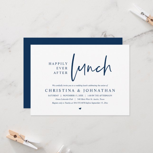 Happily Ever After Lunch Wedding Party Celebration Invitation (Front/Back In Situ)