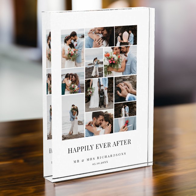 Happily Ever After Minimal Wedding Photo Collage Block (Happily Ever After Minimal Wedding Photo Collage)