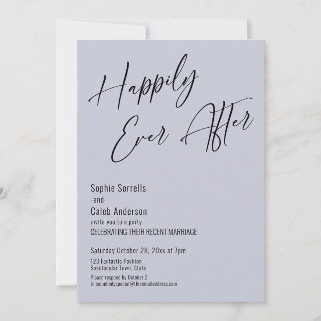 Happily Ever After Modern Elegant Dusty Blue Invitation (Front)