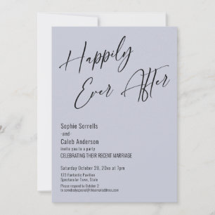 Happily Ever After Modern Elegant Dusty Blue Invitation