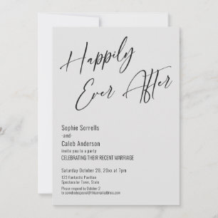 Happily Ever After Modern Elegant Light Grey Invitation