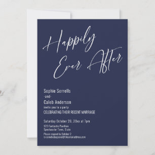 Happily Ever After Modern Elegant Navy Blue Invitation