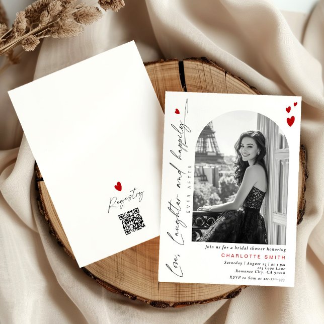 Happily ever after Modern Photo Bridal shower Invitation (Creator Uploaded)