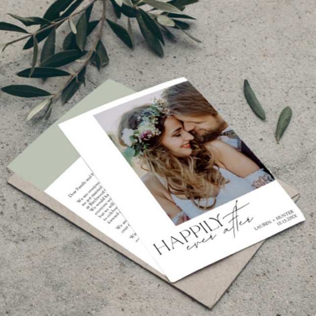 Happily Ever After Modern Photo Wedding Announcement (Easily personalize this wedding announcement with your photos and deets)