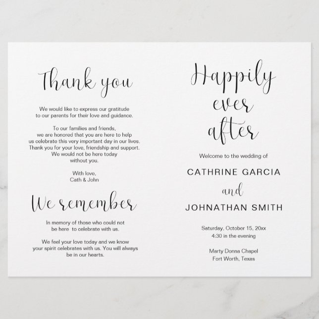 Happily Ever After Modern Wedding Foldable Program (Front)
