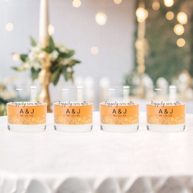 Happily Ever After Monogrammed Wedding Favour Whiskey Glass (Insitu (Wedding))