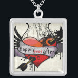 Happily Ever After Necklaces Gothic Grunge<br><div class="desc">Wedding Keepsake Wedding Party Necklaces - to change background colour - click customize - click edit - choose last tool in drop down menu and choose from one of the colours shown or enter your rgb hex code for your custom wedding colour- to change font colour select the text you...</div>